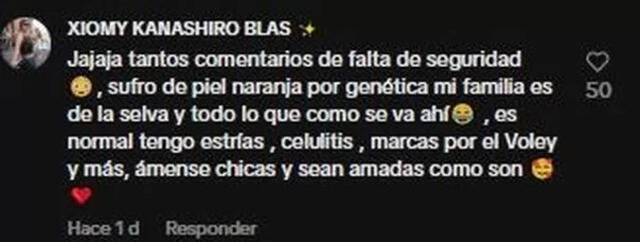 Xiomy Kanashiro responde. Foto: Captura TikTok   