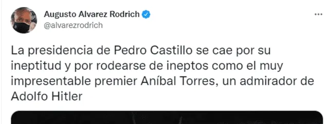 Reacciones a Aníbal Torres. Foto: captura/Twitter