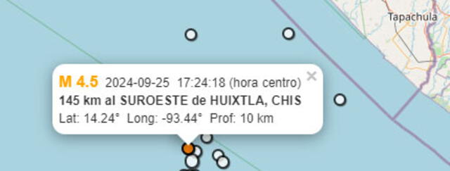Último temblor hoy en México. Foto: SSN 