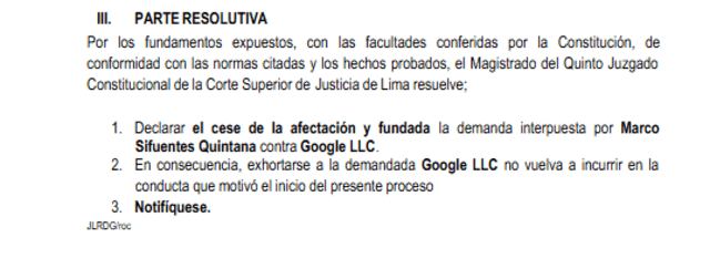 Poder Judicial declaró fundada la demanda a favor de Marco Sifuentes 