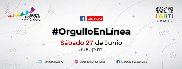La marcha virtual se llevará a cabo este sábado 27 de junio a las 3.00 p. m. Foto: Facebook Marcha del Orgullo Lima.