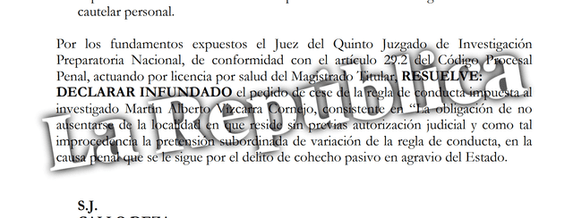  Resolución Judicial Vizcarra. Foto: captura/PJ   