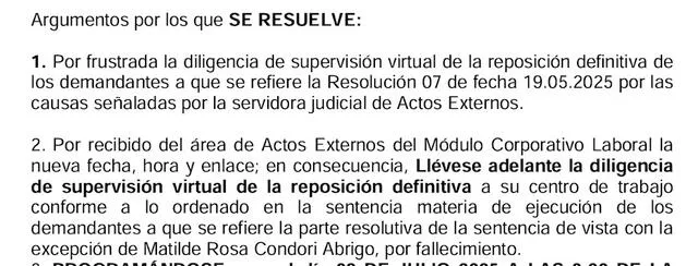  Extrabajadora de la MML muere esperando ser reinsertada en su puesto por orden del PJ. Foto: Captura comunicado Sitomun   