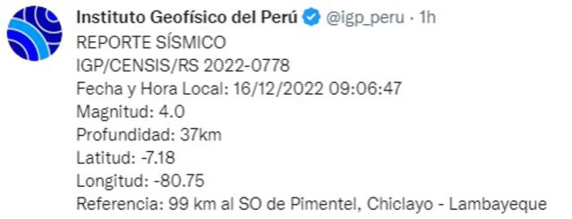 Último sismo