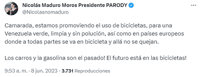 nicolas maduro bicicleta | twitter | venezuela