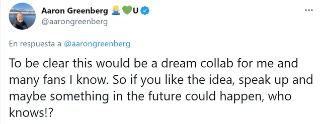 Segundo post de Aaron Greenberg sobre posible colaboración con Tesla. Foto: Twitter / @aarongreenberg