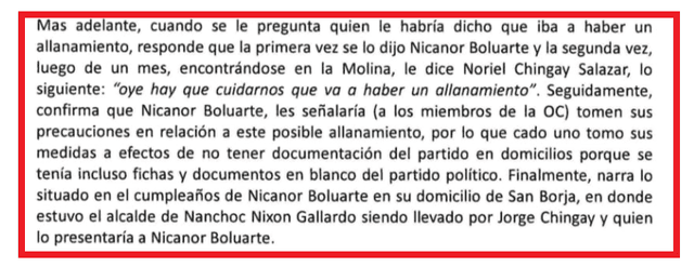 declaración de Víctor Torres ante el Equipo Especial contra la Corrupción del Poder.   