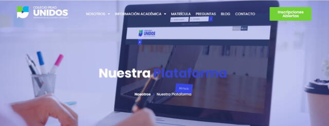  Plataforma web del colegio PEAD Unidos. Foto: captura página web   