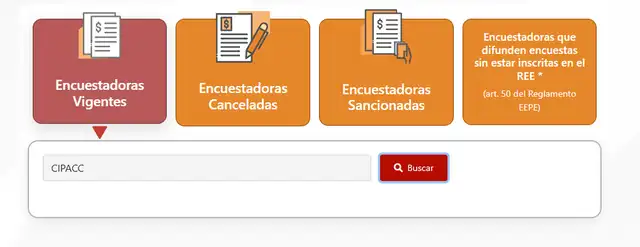 La encuestadora CIPACC no figura en la búsqueda del Registro Electoral de Encuestadora. Foto: JNE   