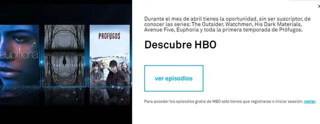 HBO gratis por el estado de cuarentena - captura