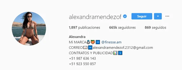 Alexandra Méndez y sus seguidores en Instagram.