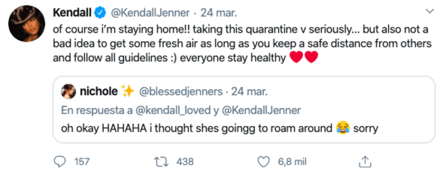 Kendall Jenner en Twitter