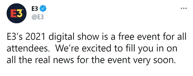 Confirmación sobre la celebración del evento de forma gratuita. Foto: Twitter / @E3