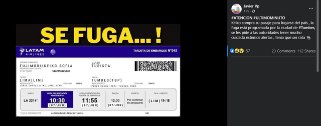 Imagen se viralizó en redes sociales. Fuente: Facebook