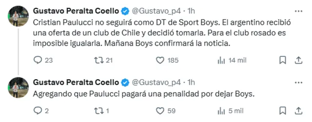 Gustavo Peralta anunció la salida de Sport Boys. Foto: captura de pantalla de X Gustavo Peralta anunció la salida de Sport Boys. Foto: captura de pantalla de X