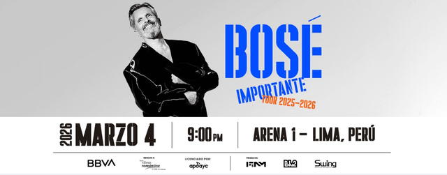 Miguel Bosé preventa. Foto: Ticketmaster.   