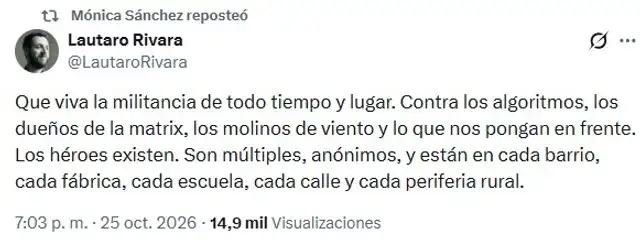 Mónica Sánchez mostró su apoyo a la victoria de Lula Da Silva en Brasil. Mónica Sánchez mostró su apoyo a la victoria de Lula Da Silva en Brasil.