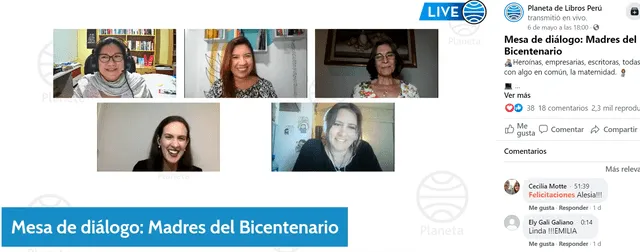 Conversatorio Madres del Bicentenario. Foto: Facebook/Planeta de Libros Perú