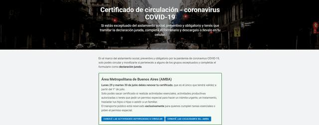 Web del Gobierno de Argentina. Foto: Captura.