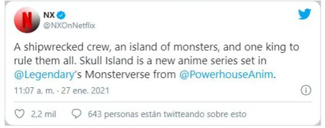 Netflix prepara un nuevo anime de Kong. Foto: captura Twitter de @NXOnNetflix