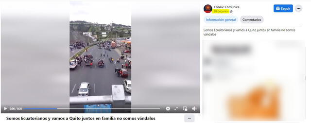 Video del 20 de junio de 2022. Foto: captura en Facebook / Conaie comunica.