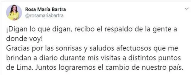 Captura a tuit de Rosa Bartra.