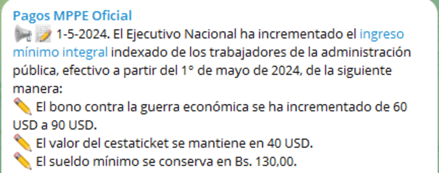 MPPE Oficial | Salario indexado | Nicolás Maduro