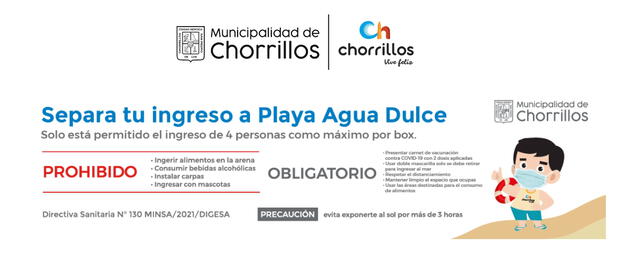 La página web de la Municipalidad de Chorrillos para separar tu ingreso a la Playa Agua Dulce. Foto: Municipalidad de Chorrillos