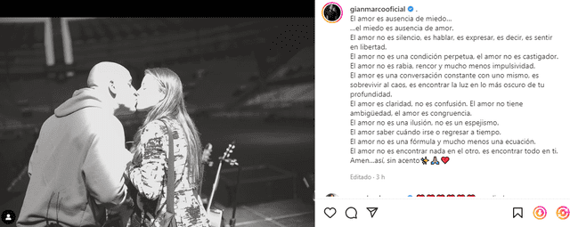 Mensaje de Gian Marco a su novia Juliana Molina