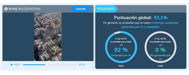 <em>Resultado de la evaluación en Hive Moderation. Foto: captura de Google</em>   