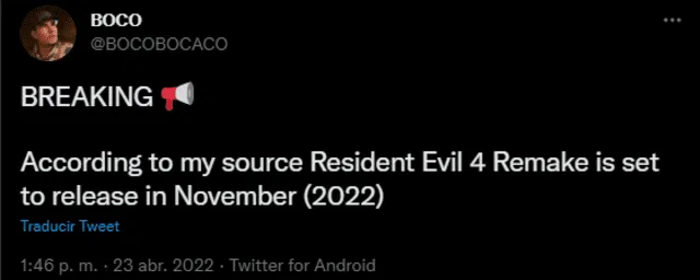 Resident Evil 4 Remake se lanzaría en noviembre de 2022, según filtración.