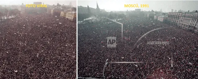 Comparación entre la imagen compartida en redes sociales como fotografía actual de Austria y la que fue tomada en 1991. Fuente: Composición LR, Facebook, AP.