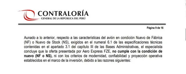 Un ingeniero aeronáutico de la Contraloría verificó que los documentos del avión Antonov AN-74 corresponden a un diseño antiguo.