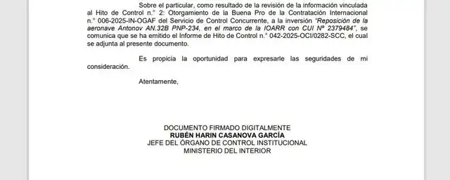 Mininter dice que "invitará" a la Contraloría a revisar la compra del avión Antonov, pero hace 6 días ya le comunicó al ministro Tiburcio que había irregularidades en el proceso. Mininter dice que "invitará" a la Contraloría a revisar la compra del avión Antonov, pero hace 6 días ya le comunicó al ministro Tiburcio que había irregularidades en el proceso.