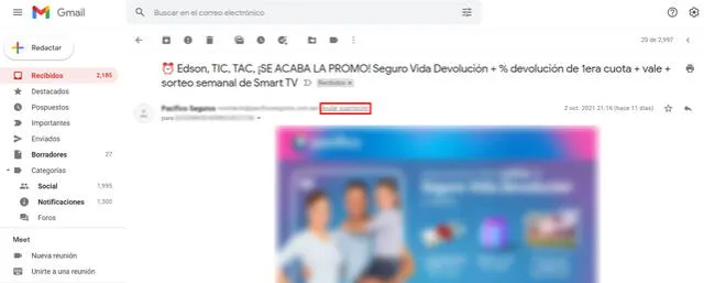 Eliminar suscripción en Gmail