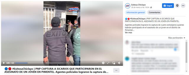  Informe que contiene el video en cuestión. Foto: captura en Facebook / Exitosa Chiclayo.&nbsp;   