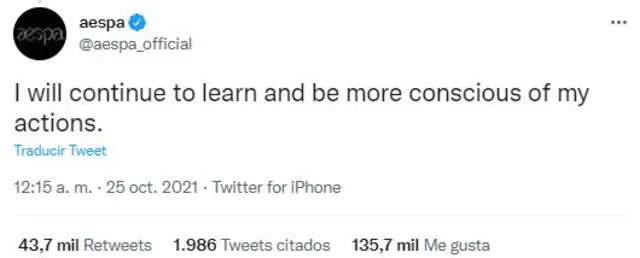 Giselle de aespa. Foto: Twitter Giselle de aespa. Foto: Twitter
