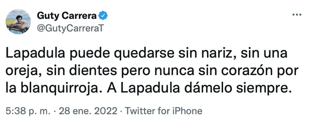 Guty Carrera feliz con el triunfo de Perú. Foto: Captura / Twitter