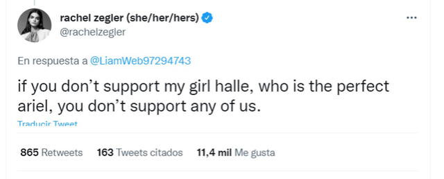 Rachel Zegler responde a hater de Halle Bailey