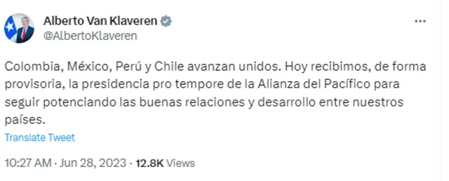  Ministro de Relaciones y Exteriores de Chile. Foto: Twitter/ AlbertoKlaveren   