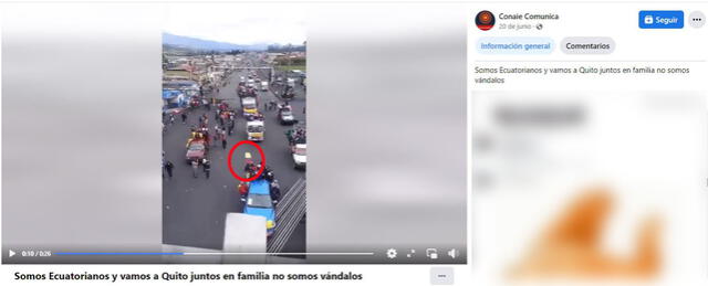 Dicha bandera coincide con la insignia de Ecuador. Foto: captura en Facebook / "Conaie comunica".