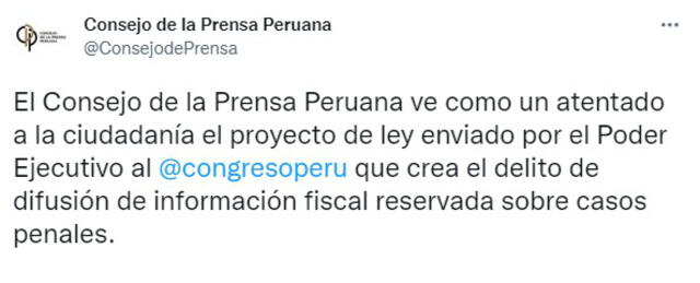 Twitter del Consejo de la Prensa Peruana