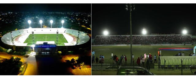 <em> Imágenes actuales del Estadio Mogadiscio (izquierda) y el Estadio Banaadir (derecha), remodelados en 2020 y 2009, respectivamente. Foto: captura de Google</em>   