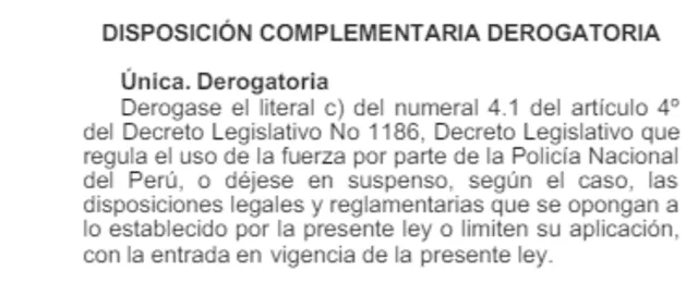 DISPOSICIÓN COMPLEMENTARIA DEROGATORIA DE LA LEY DE PROTECCION POLICIAL