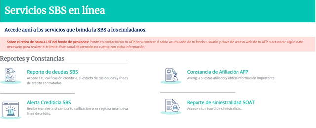 Web de la SBS para consultar el reporte de deudas. Foto: captura de SBS.   