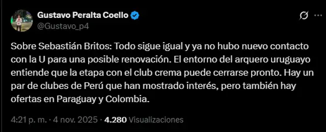 Todo sigue igual con respecto al futuro de Britos Todo sigue igual con respecto al futuro de Britos