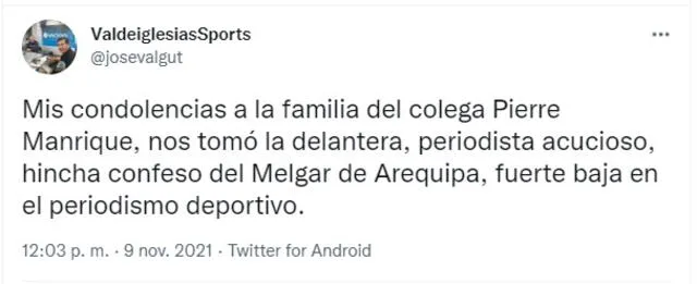 Colegas del medio se despiden de Pierre Manrique.