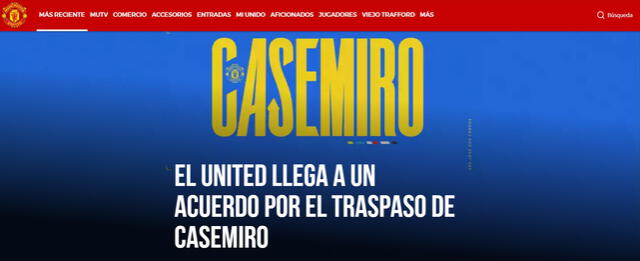 Los 'Red Devils' anuncian a Casemiro. Foto: Manchester United