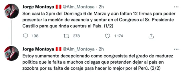 Tuit de Jorge Montoya: captura de Twitter / @Alm_Montoya
