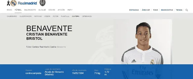 Cristian Benavente: perfil en web de Real Madrid.